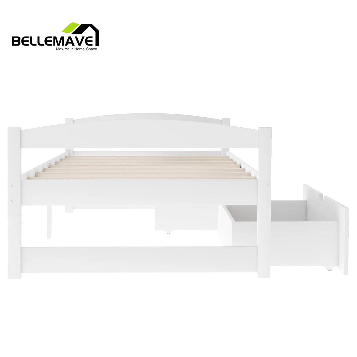 White Twin Size Platform Bed with 2 Drawers X6910