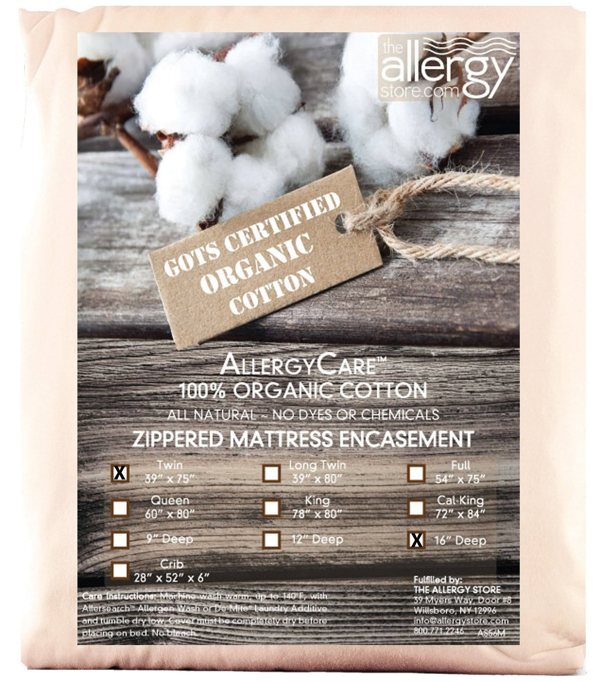 Organic Cotton Twin Mattress Protector N1697