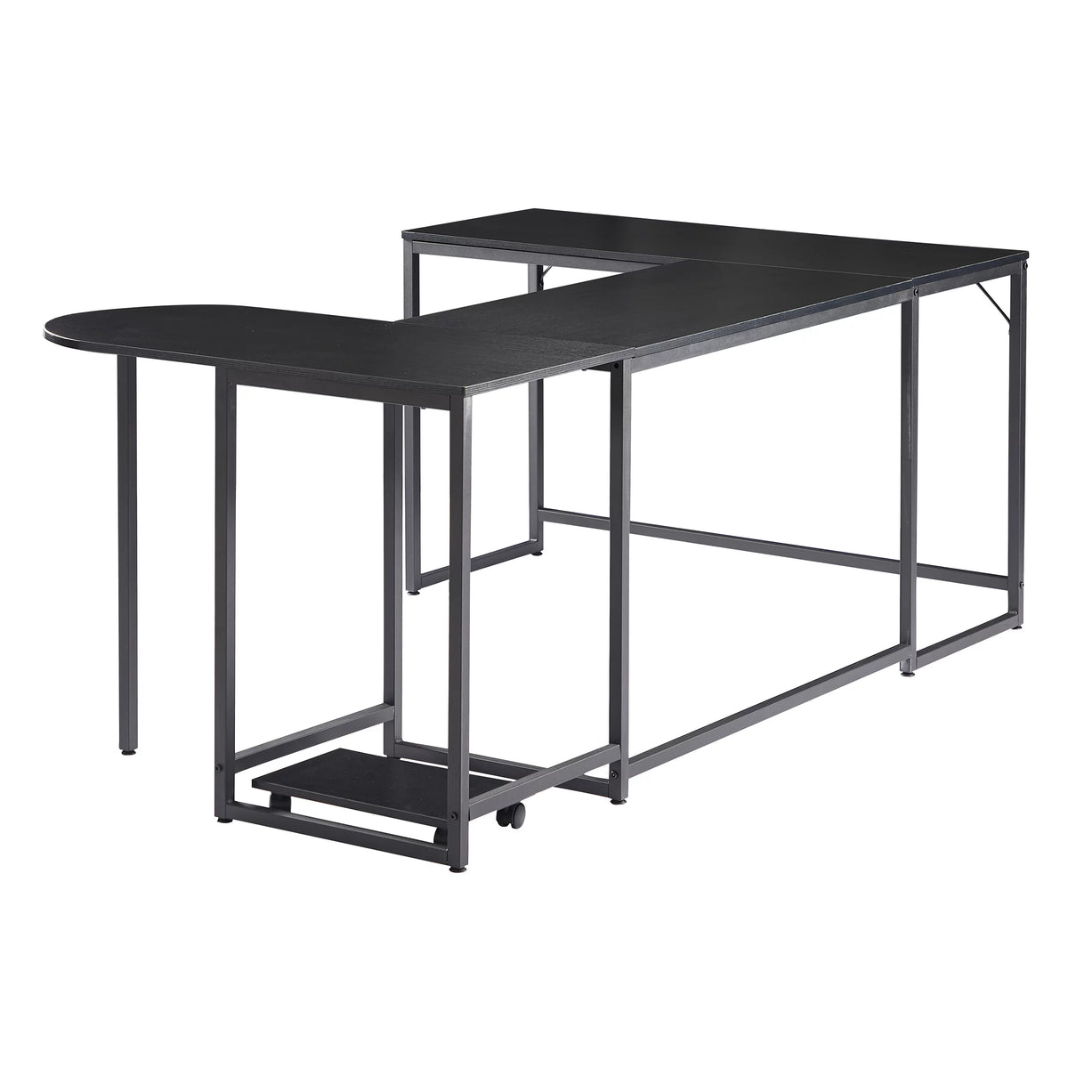 Black U-shaped Computer Desk with CPU Stand Q609