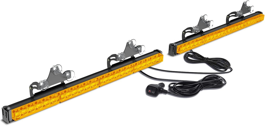 28LED Amber White Hazard Warning Strobe Light Bar Pack of 2 K35690