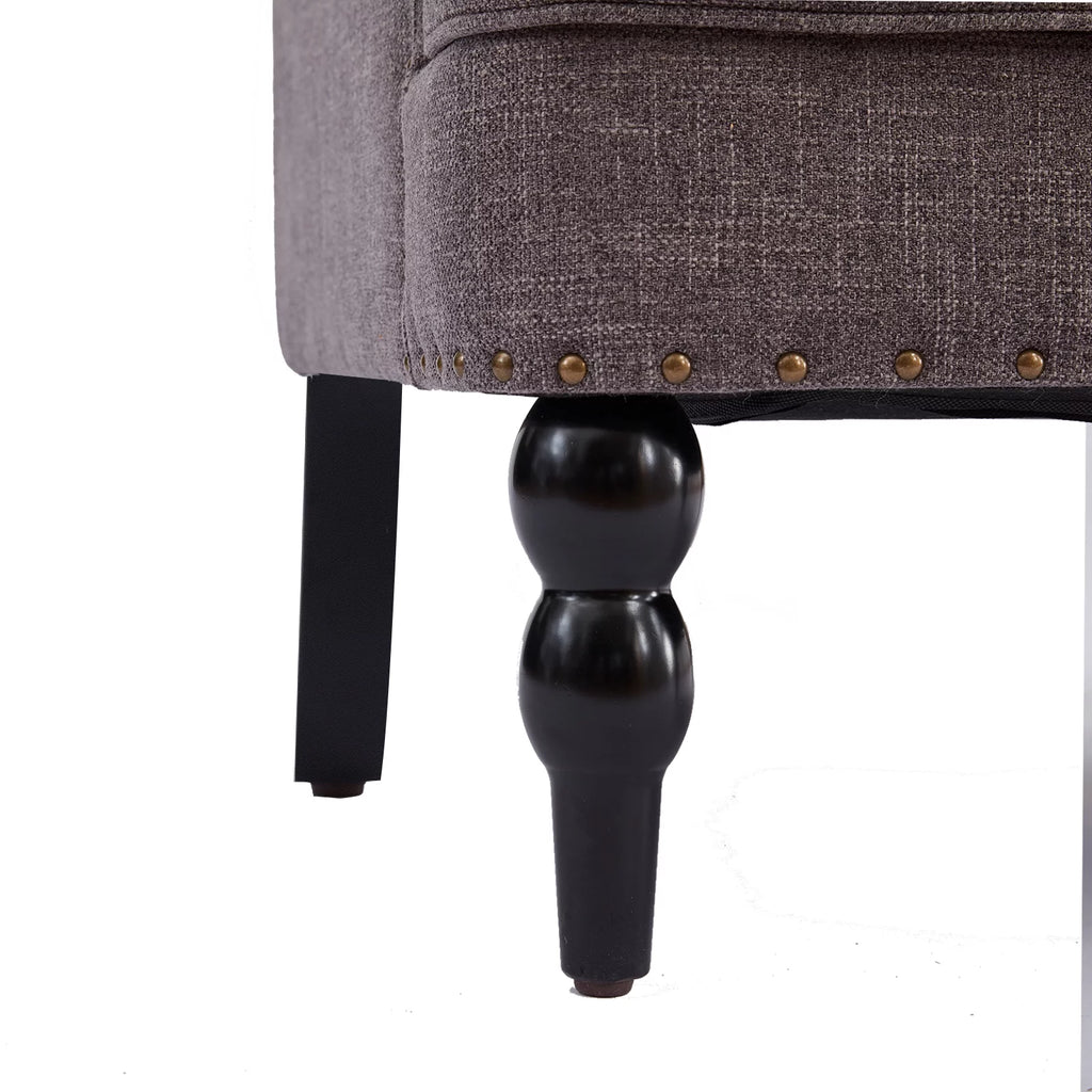 Grey Linen Upholstered Accent Chair with Lumbar Pillow S374