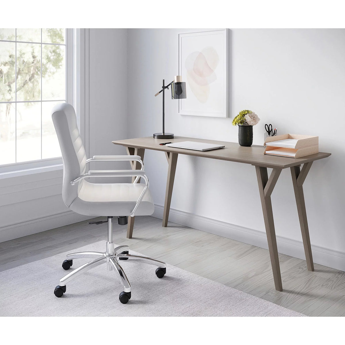 60"W Writing Desk, Light Oak E9385