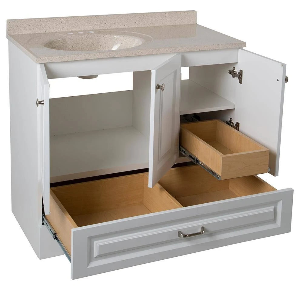 36 in. White Bath Vanity with Vanity Top F325453