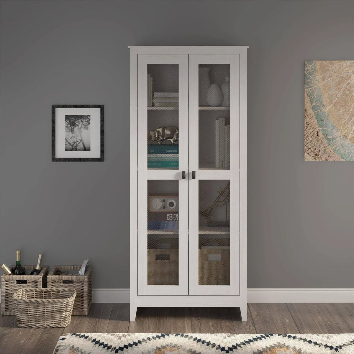 31.5 inch Wide Storage Cabinet with Mesh Doors E9400