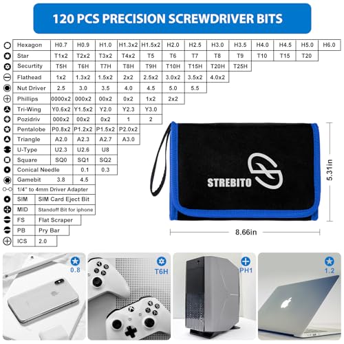 142-Piece Precision Screwdriver Set with 120 Bits Magnetic Repair Tool Kit S710748