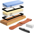 4 Side Grit 400/1000 3000/8000 Whetstone Set with Bamboo Base M11676