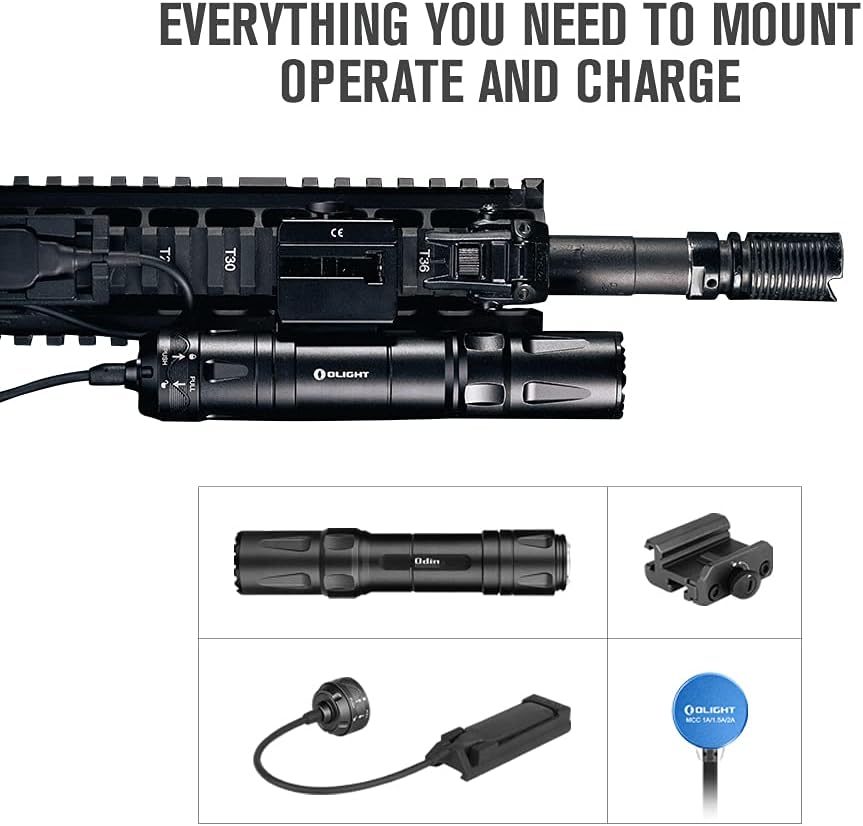Odin 2000 Lumens Picatinny Rail Mounted Rechargeable Tactical Flashlight with Remote Pressure Switch H3778