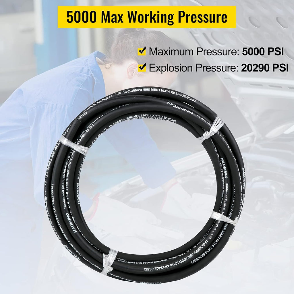 Hydraulic Hose 50 Feet 1/2 Inch 5000 PSI Pack of 2 V42976