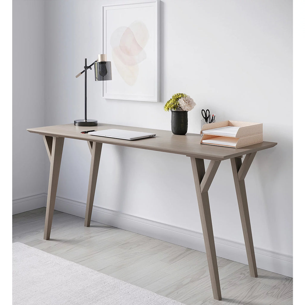 60"W Writing Desk, Light Oak E9385