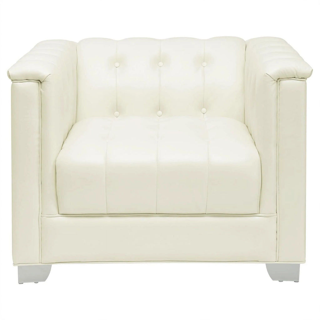 White Faux Leather Tufted Sofa Set T5518