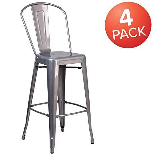 4 Pk 30'' High Indoor Barstool with Back A697554