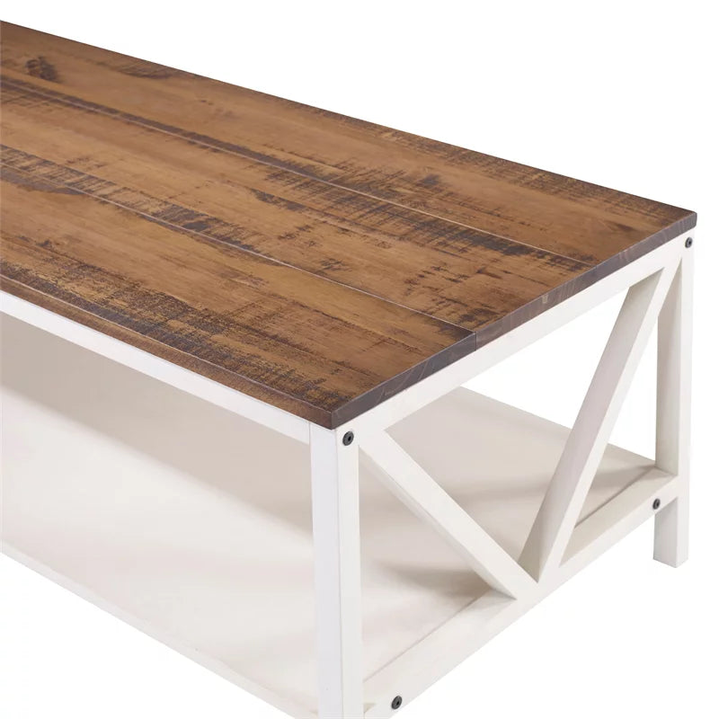 2 Piece Living Room Set with Coffee Table and End Table in White M38775