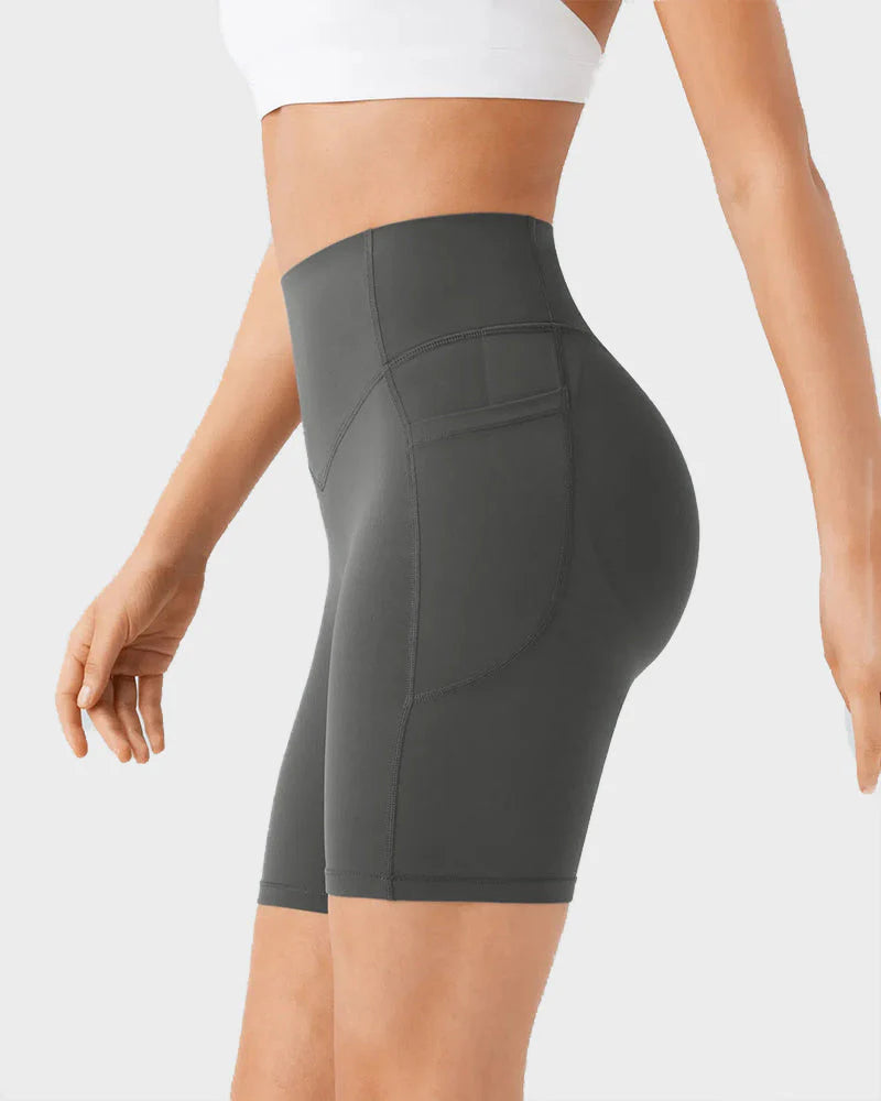 Tummy Control Butt-Lifting Training Shorts with Pockets D6080