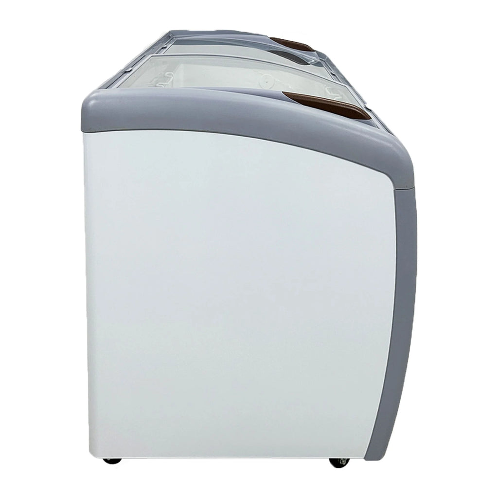 White Curved Glass Top Display Chest Freezer Z472
