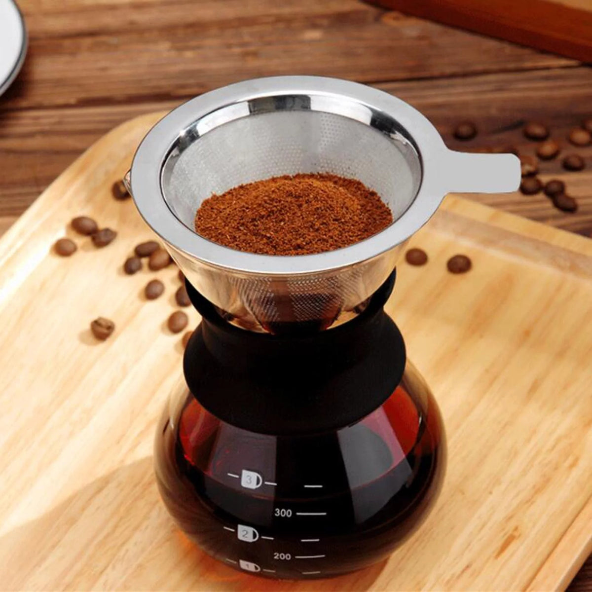 Glass Coffee Pot Coffee Brewer with Stainless Steel Filter, 14 Ounce M108837