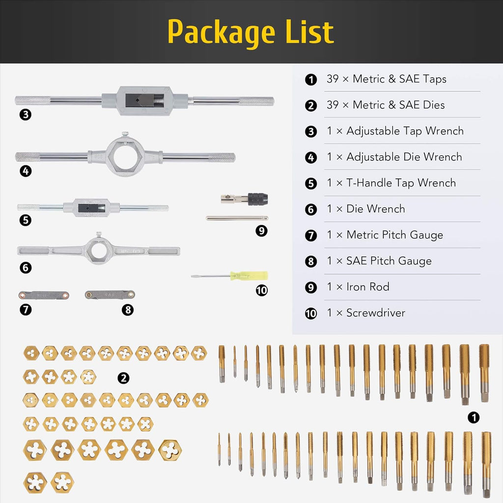 86pc Titanium Coated Steel Tap and Die Set I866