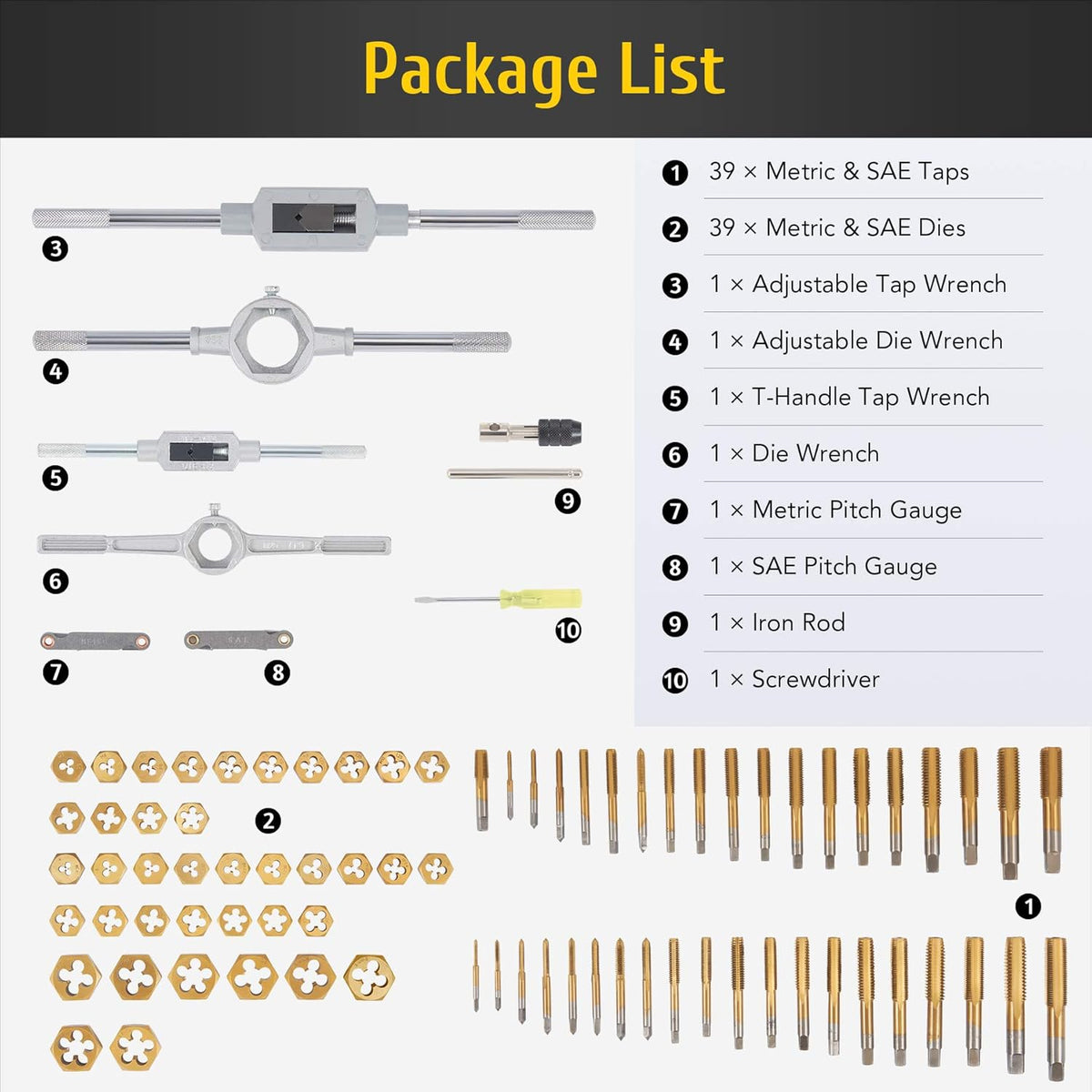 86pc Titanium Coated Steel Tap and Die Set I866