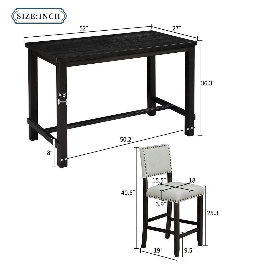 5 Piece Counter Height Dining Table Set with 4 Cushioned Chairs S864500