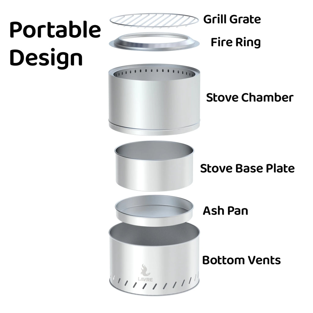 Stainless Steel Smokeless Wood Burning Fire Pit with Grill O723757