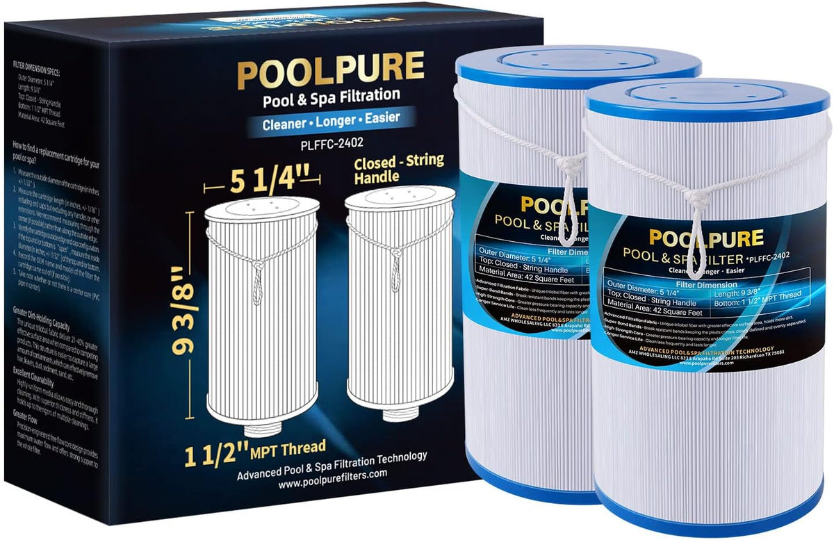 Spa Filter, 2 Pack, 1 1/2" MPT Thread H3619