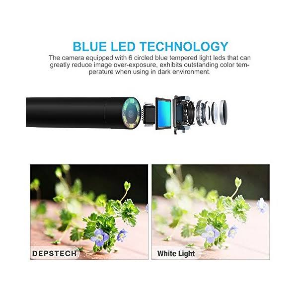 Semi-Rigid Wireless Endoscope, 2.0 MP HD WiFi Borescope Inspection Camera, 16 inch Focal Distance, 1800mAh Battery C378