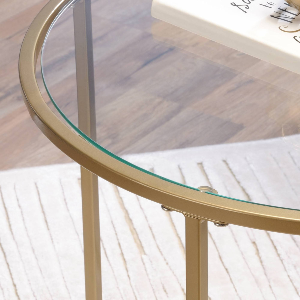 Satin Gold Round End Table K331