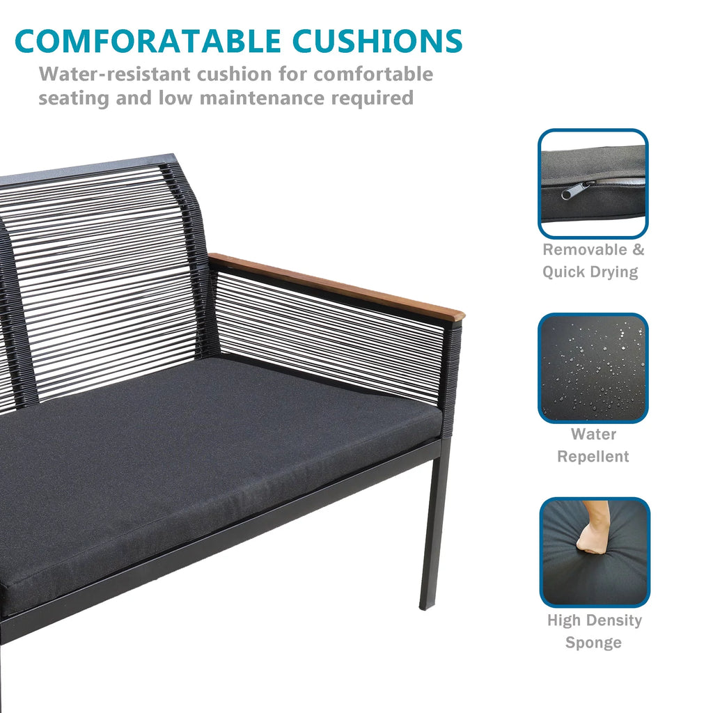 4 Piece All Weather Wicker Patio Sofa Set I87176