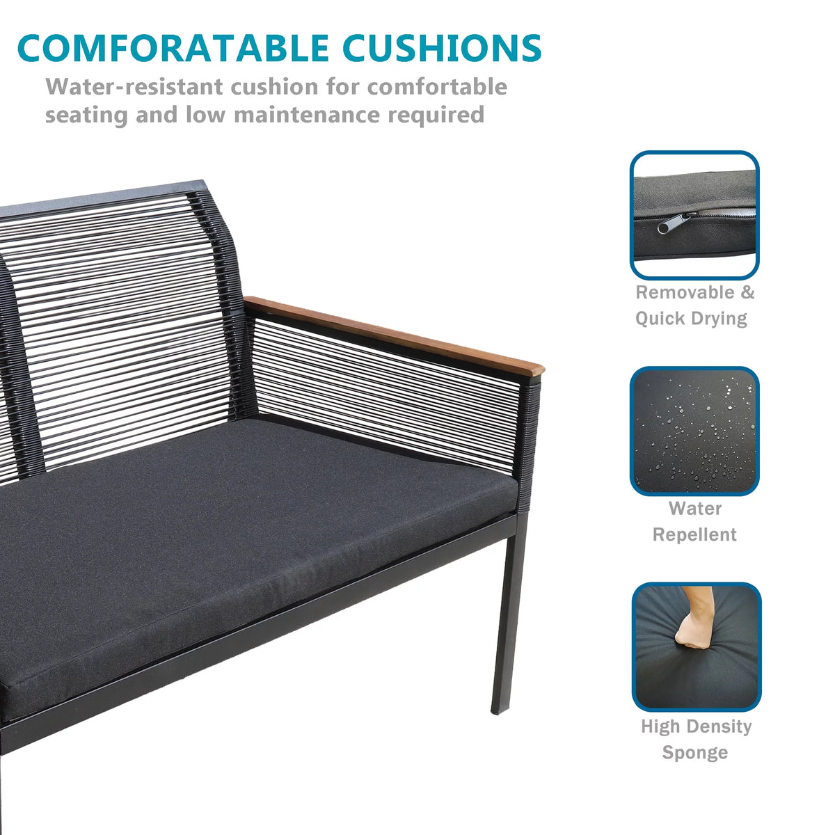 4 Piece All Weather Wicker Patio Sofa Set I87176