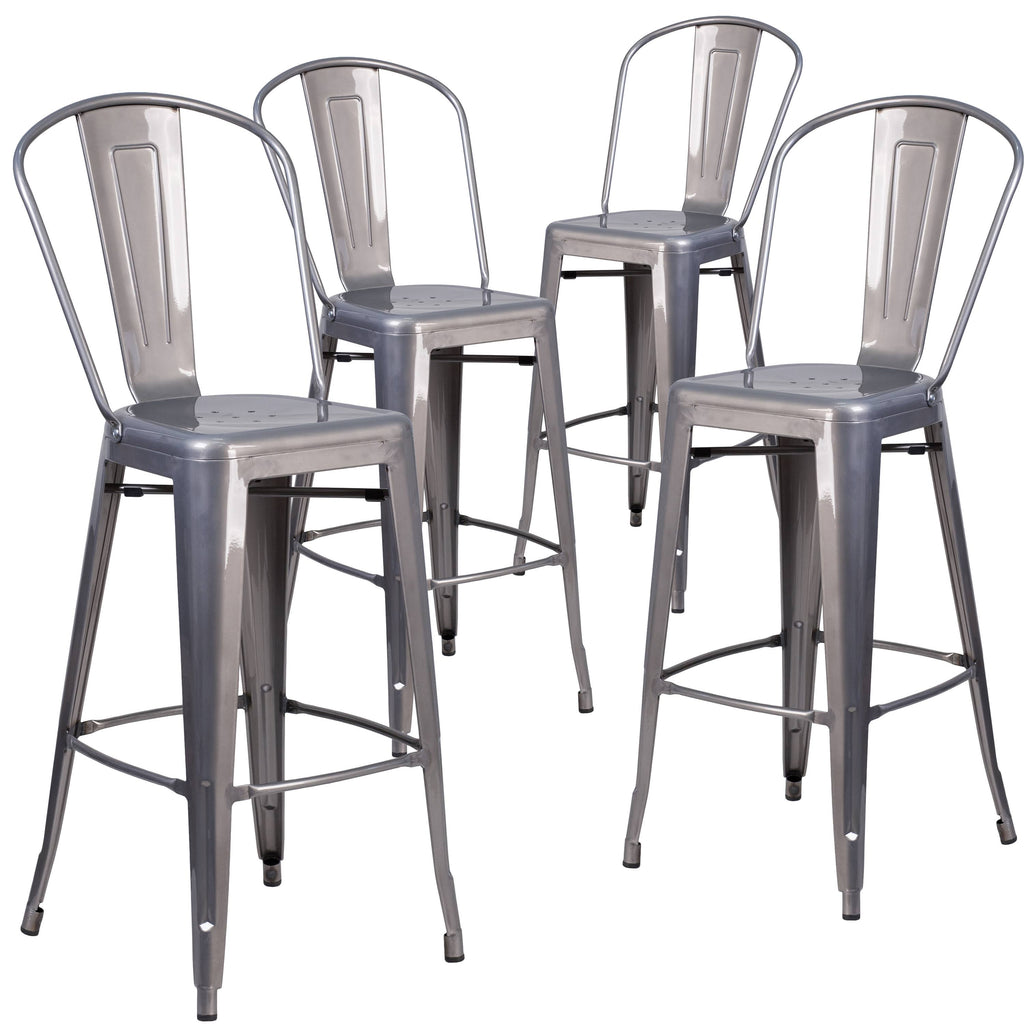 4 Pk 30'' High Indoor Barstool with Back A697554