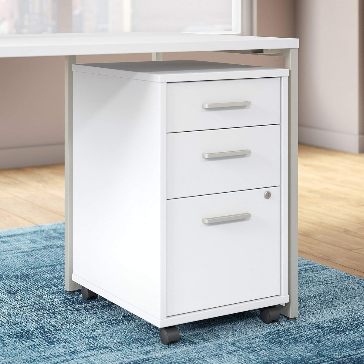 White 3 Drawer Mobile File Cabinet C125183