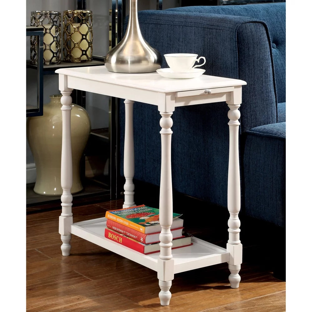 White 25-inch Solid Wood 1-Shelf Side Table X91350