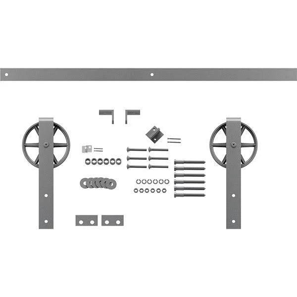 Flint Gray Barn Door Hardware Set with 84 inch Track P9683