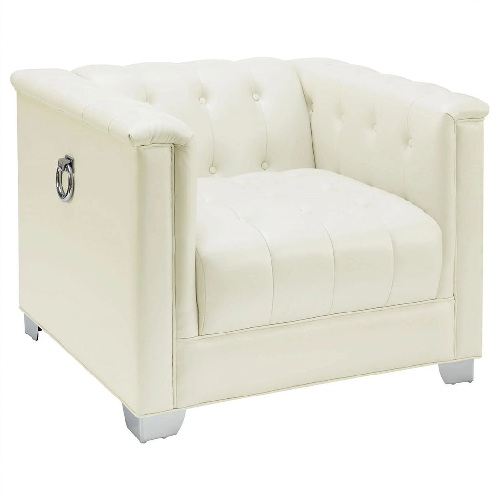 White Faux Leather Tufted Sofa Set T5518