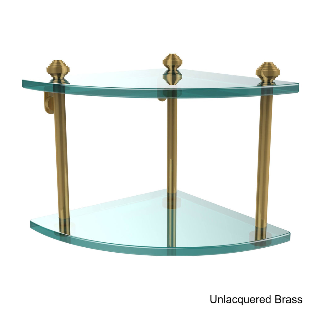 Two Tier Corner Glass Shelf - Brushed Bronze O974843