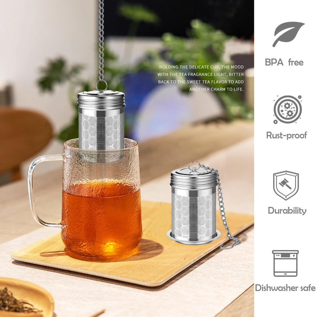 2 Pack Extra Fine Mesh 304 Stainless Steel Tea Infuser with Drip Trays Y659