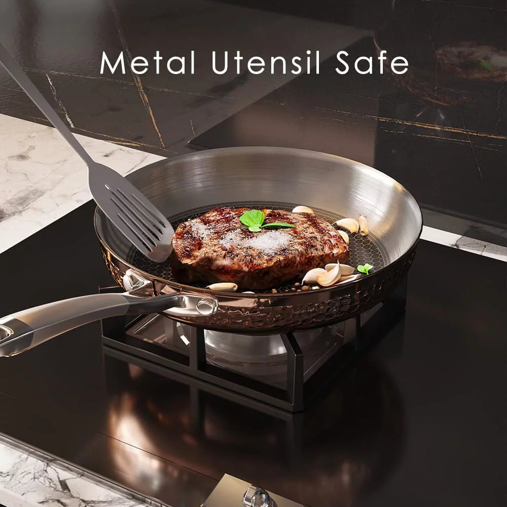 7-Piece Tri-Ply Stainless Steel Black Cookware Set V698