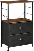 Industrial Nightstand with 2 Fabric Drawers and Storage Shelves Z51692