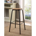 Industrial Style Metal Frame Wooden Bar Stool Brown and Black Set of Two M7544