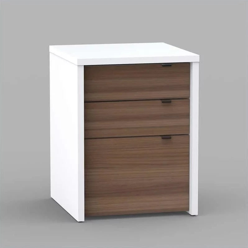 White and Walnut 3 Drawer Computer Desk I910