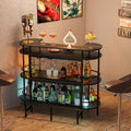 Black 4 Tier Bar Cabinet with Storage Shelves E172253