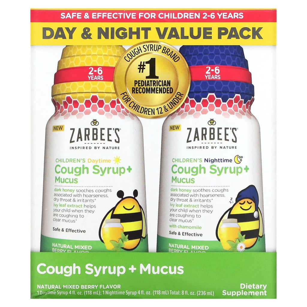 Kids Cough + Mucus Day/Night Syrup Mixed Berry 2x4FL Oz O626326
