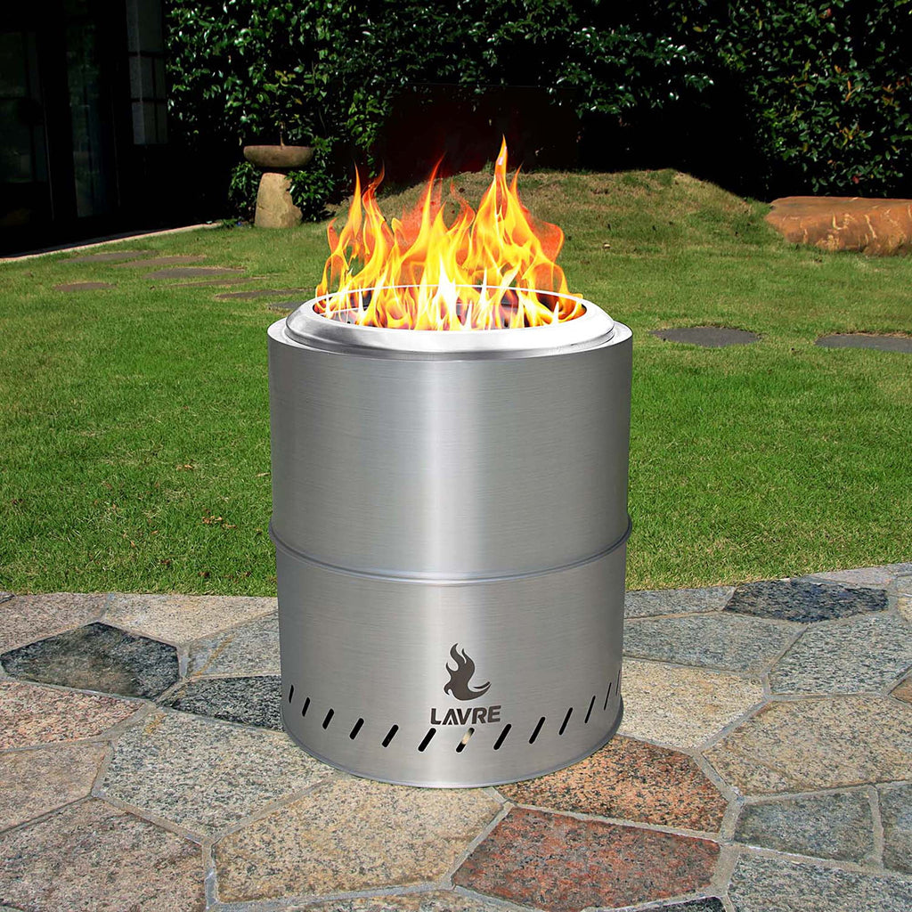 Stainless Steel Smokeless Wood Burning Fire Pit with Grill O723757
