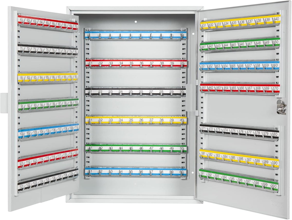 200 Position Key Cabinet with Key Lock, Light Grey, Wall Mount Screws Included J951916