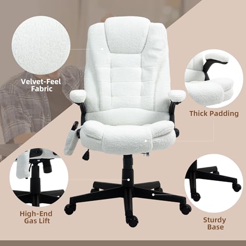 White Velvet High Back Reclining Office Chair with Remote W6196