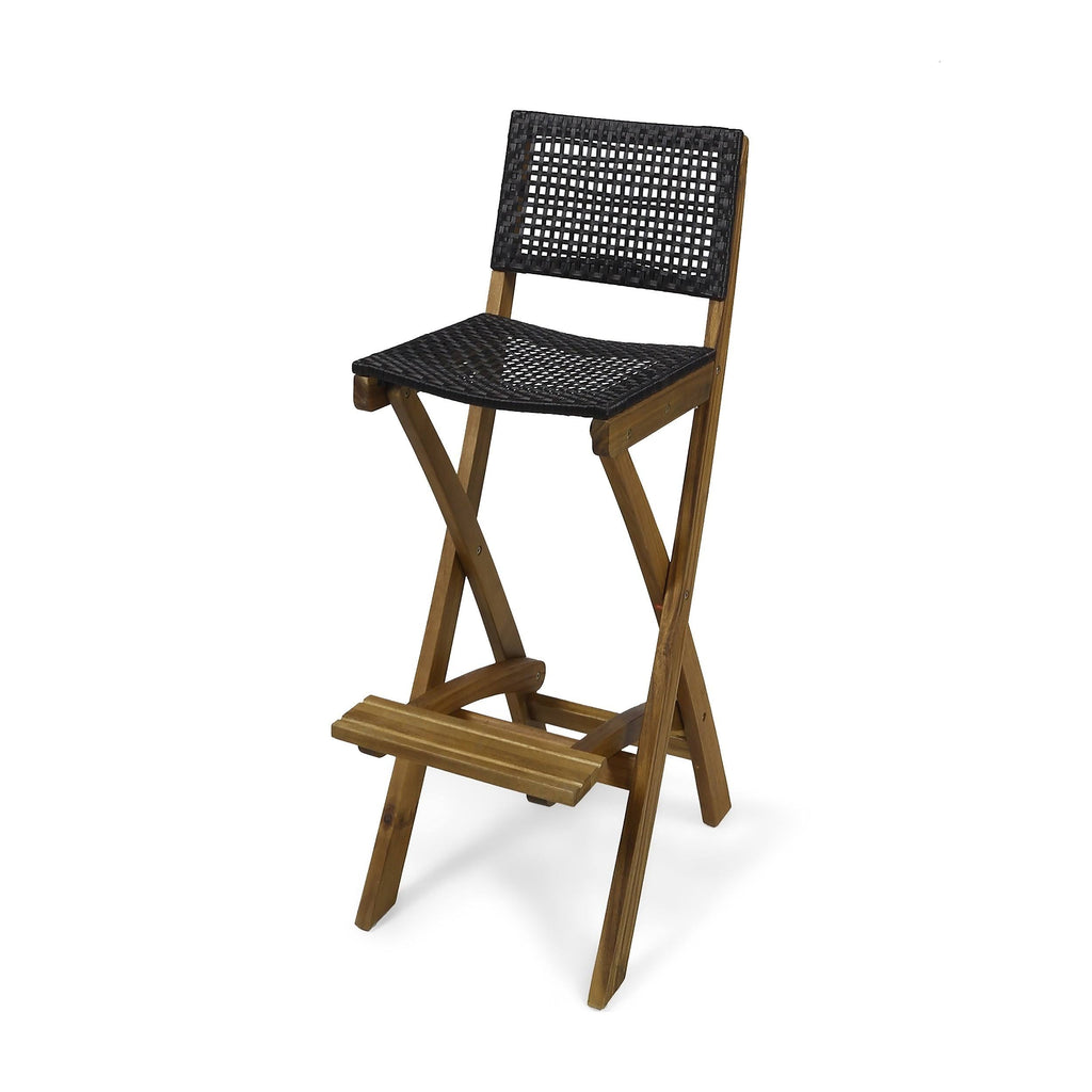 2pk Acacia Wood Folding Barstools Dark Gray F686