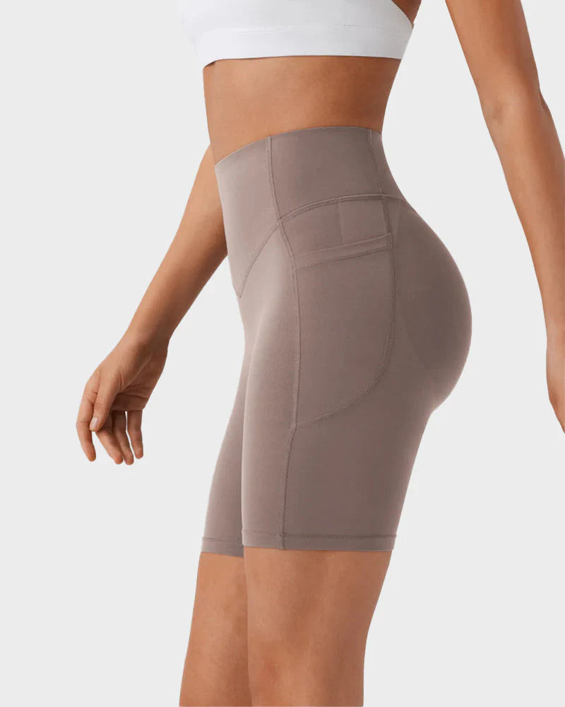 Tummy Control Butt-Lifting Training Shorts with Pockets D6080