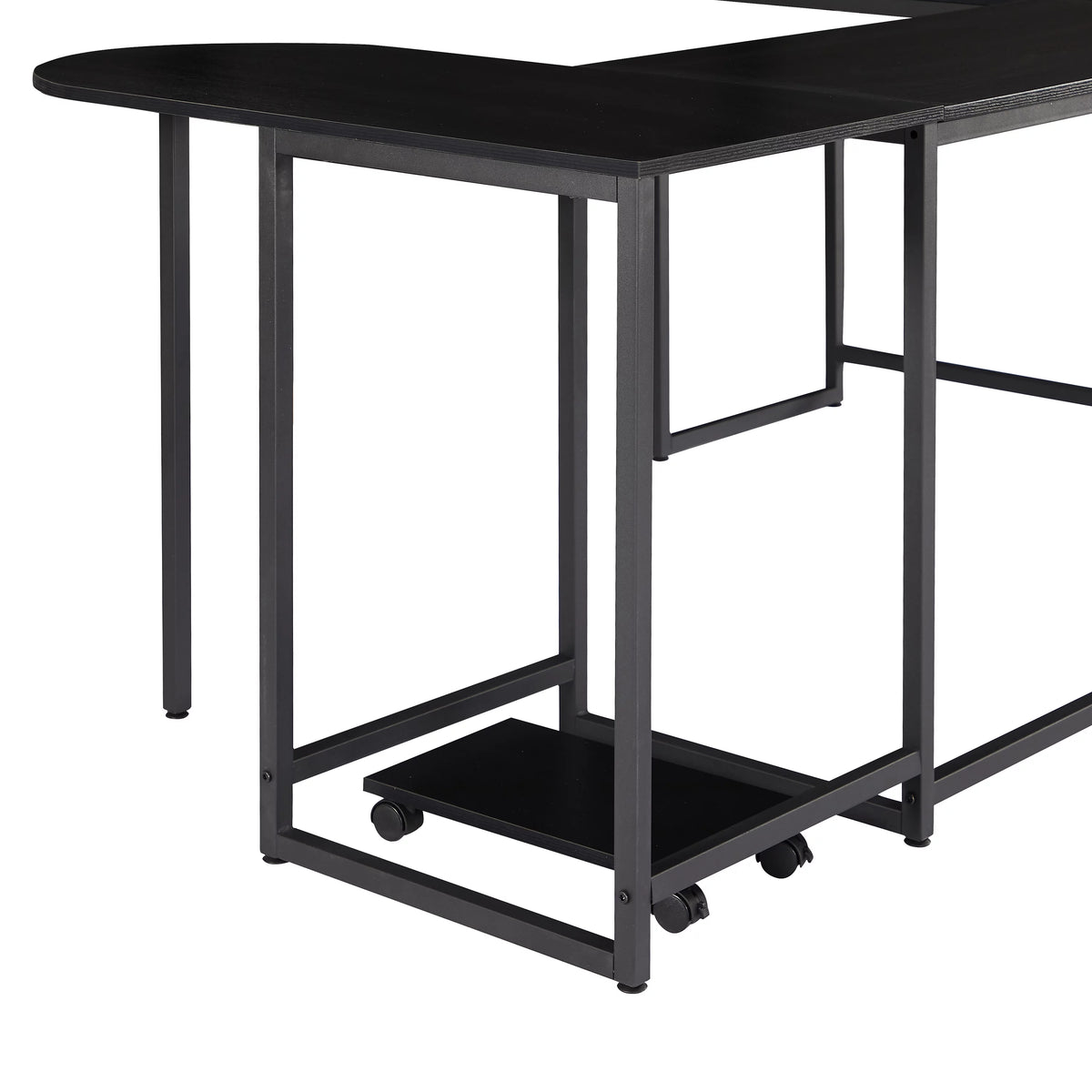 Black U-shaped Computer Desk with CPU Stand Q609