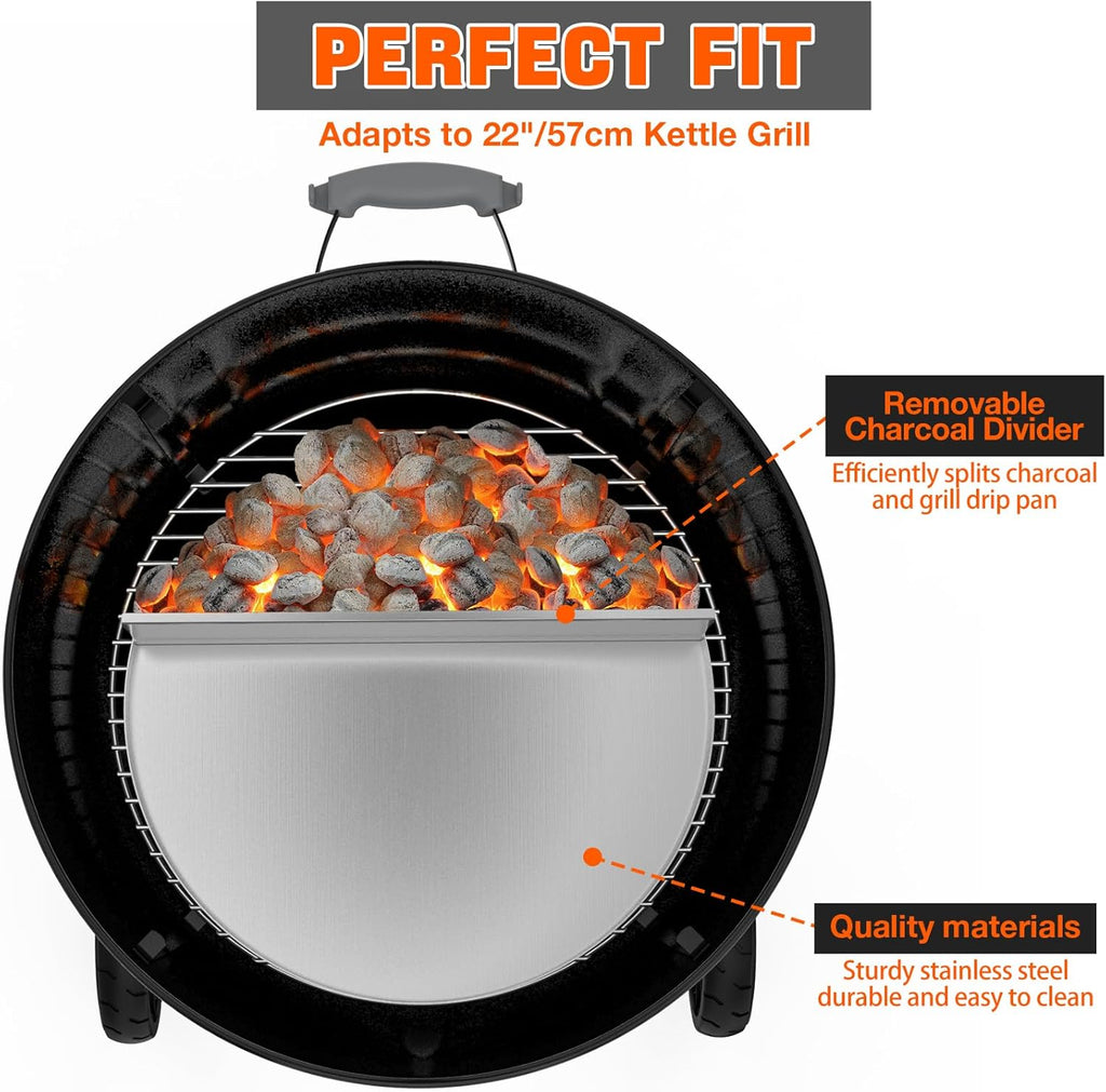 Stainless Steel Detachable Grill Drip Pan with Removable Charcoal Divider V224