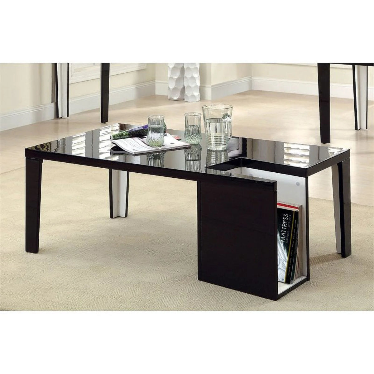 Black Wood Coffee Table with Storage Z19991