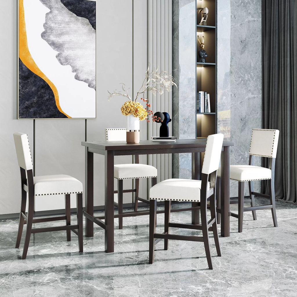 5 Piece Counter Height Dining Table Set with 4 Cushioned Chairs S864500